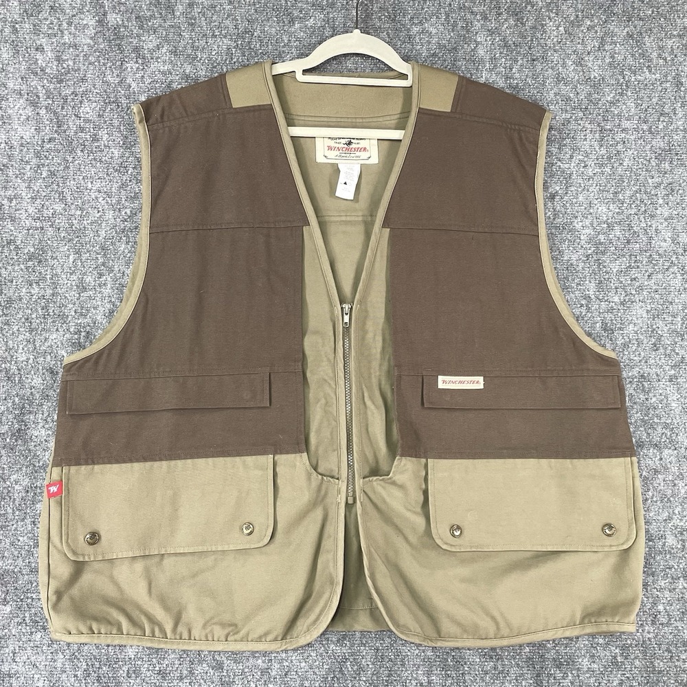 Vintage Winchester Shooting Hunting Vest Upland Bird Small Game Brown Mens XL